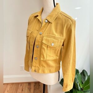 H&M Divided mustard yellow women’s cropped denim jacket size xs